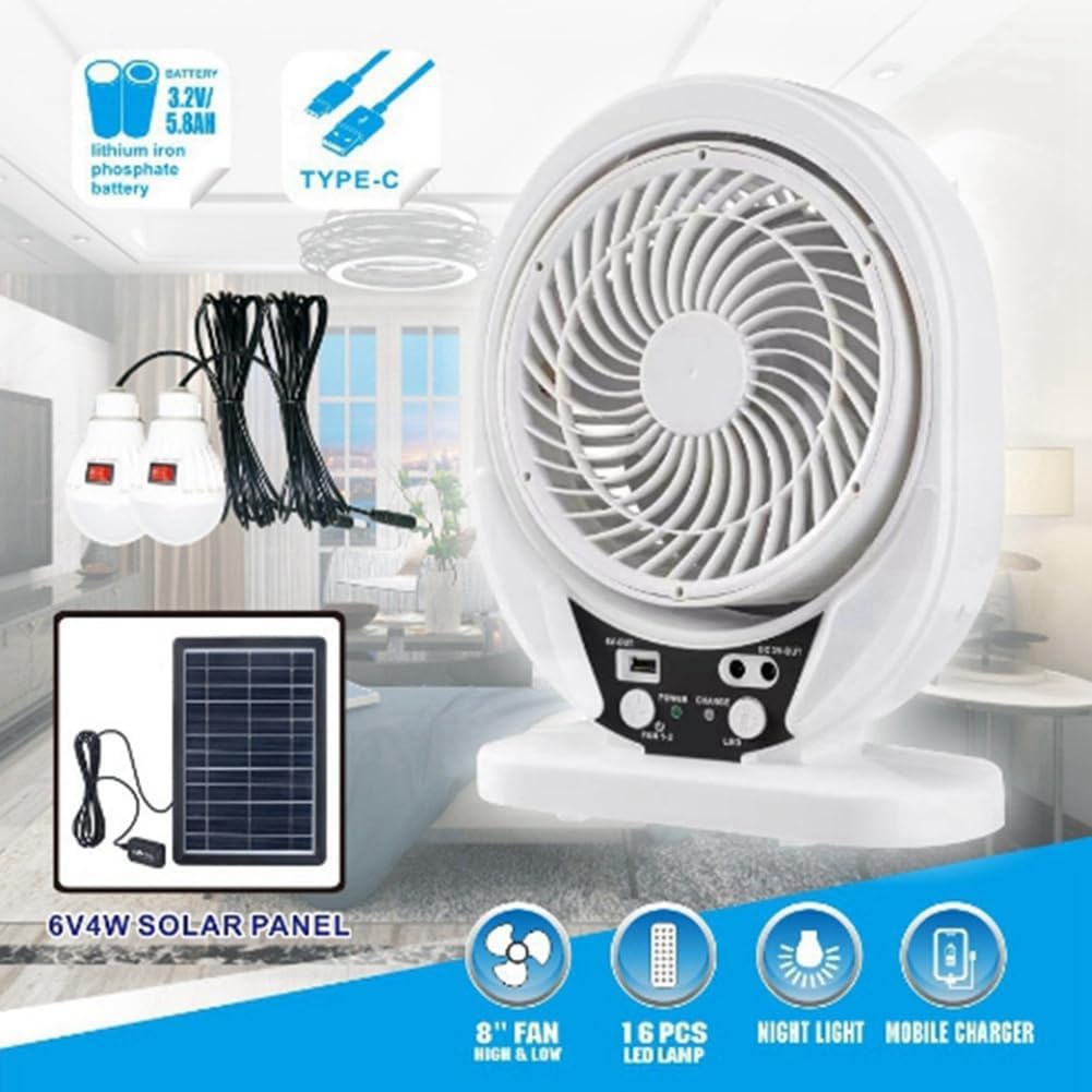 Abanico Solar Recargable Portatil